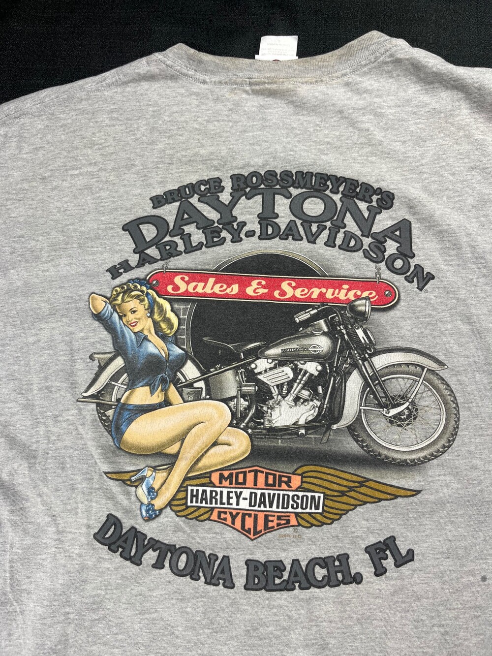 Harley-Davidson Daytona XL Gray Cotton T-shirt Vintage Daytona Beach FL
